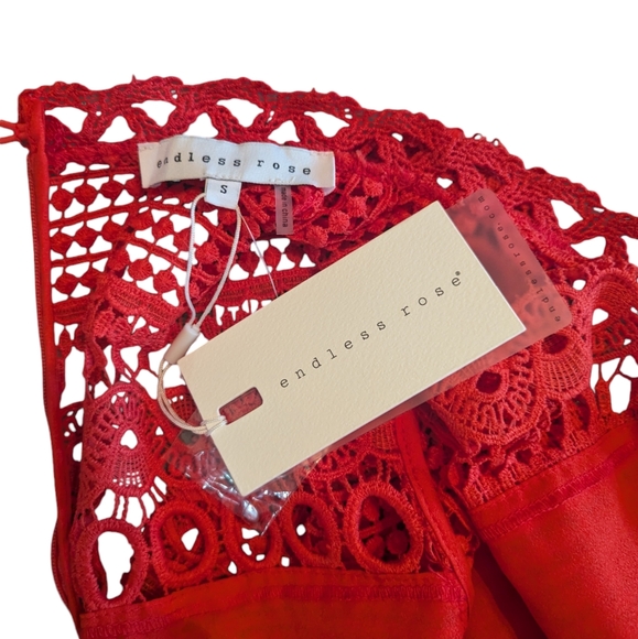 NWT Endless Rose Tiered Lace Long Sleeve Minidress in Red - Small - Picture 5 of 6